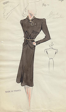 Fashion Illustration, Lanvin Original Design; c. 1940-41