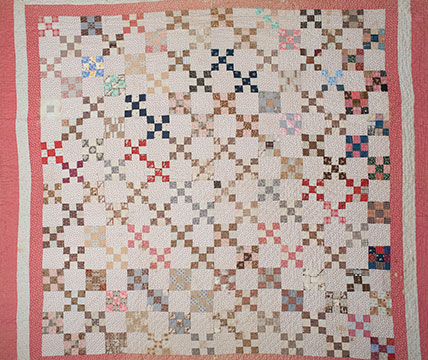 Multi-Generational Cotton Nine-Patch Quilt; c. 1870s-1930s; Gift of Cornetts