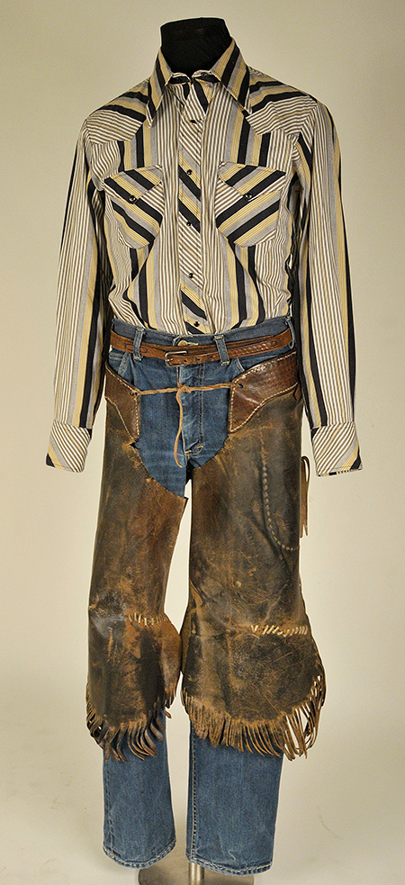 Men’s Western Ensemble with Leather Chinks; c. 1930s and 70s; Gifts of Marshall