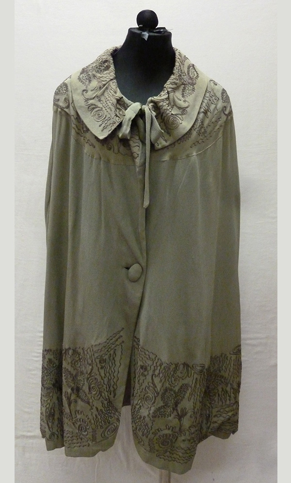 Silk Crepe Cloak with Floral Embroidery (Late 1910s-Early 1920s); Missouri Historic Costume and Textile Collection, University of Missouri, Columbia