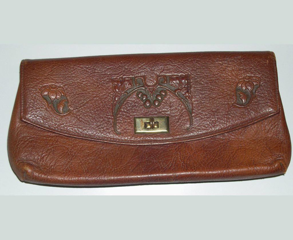 Embossed Leather Clutch with Stylized Design .1900-30); E. Zorn Karlin