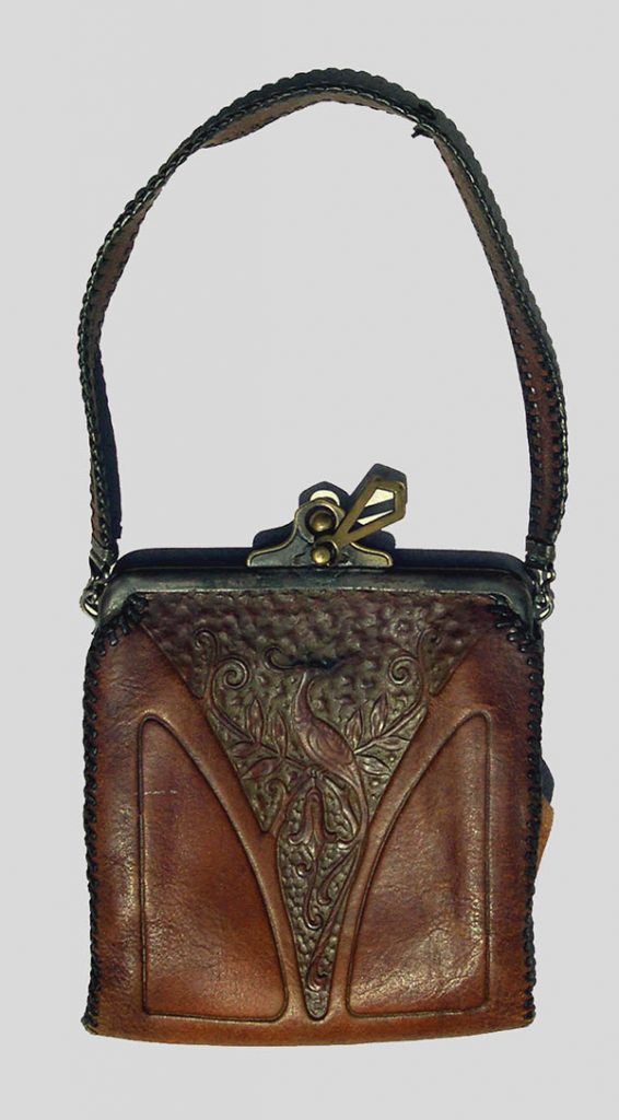 Embossed Leather Handbag with Peacock Motif (1900-30); E. Zorn Karlin