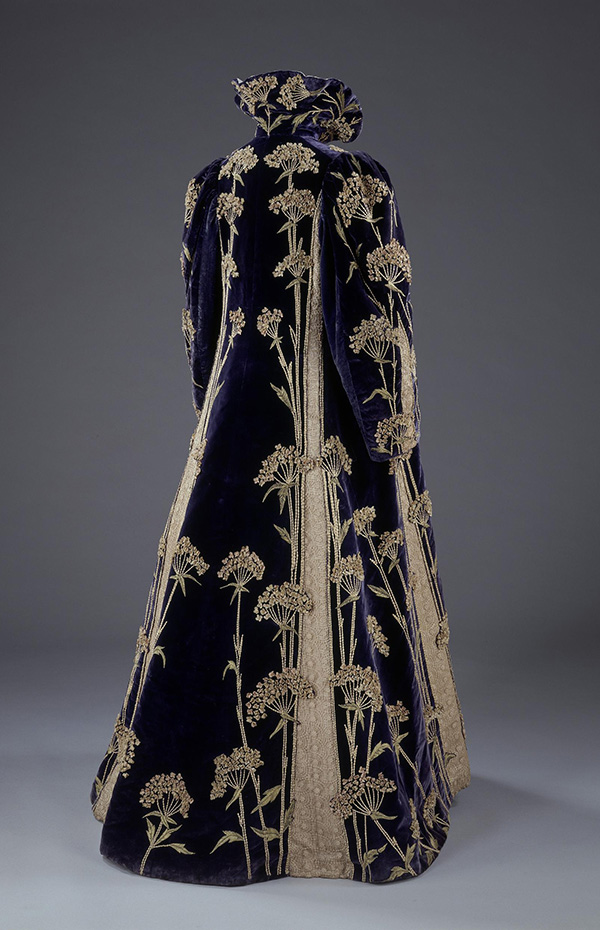 Medieval-Styled Silk Velvet Coat Featuring Embroidered Sweet Cicely Wildflowers by Marshall & Snelgrove Ltd(1895-1900); © Victoria and Albert Museum, London