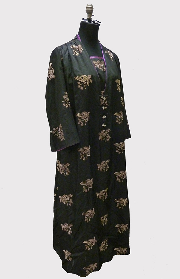 Silk Gown Featuring Metal and Silk Floral Sprig Embroidery (1915-20); Missouri Historic Costume and Textile Collection, University of Missouri, Columbia