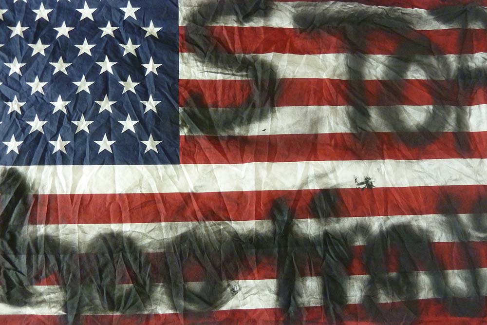 spray painted American flag