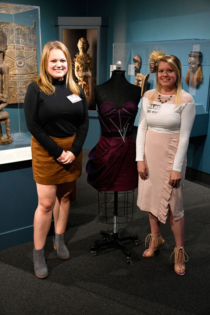 Left to Right: Stephanie Graviett and Meghan Alexander with Entrapment Dress (2019) Photograph by Thomas Sharenborg, Rocheport, Missouri