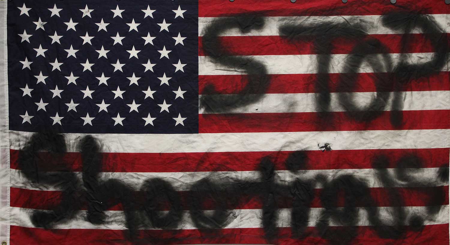 spray painted American flag