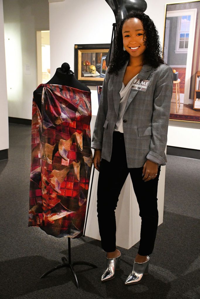 Alexandra Rhodes with 'Red Solaris' Silk Scarf (2019) Photograph by Thomas Sharenborg, Rocheport, Missouri