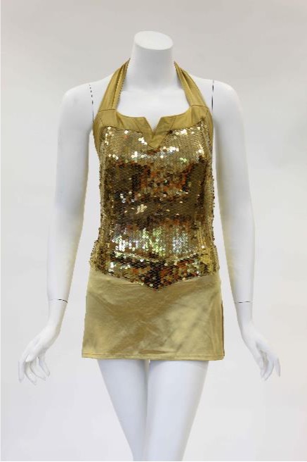 1990s Gold Sequin Uniform, Style 1 with Straight Skirt