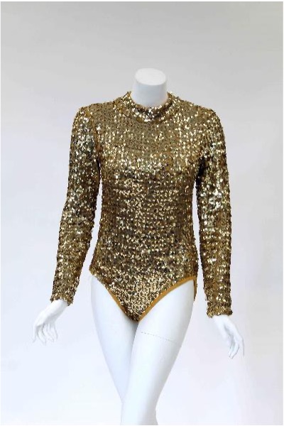 Early 1970s Gold Sequin Leotard Uniform
