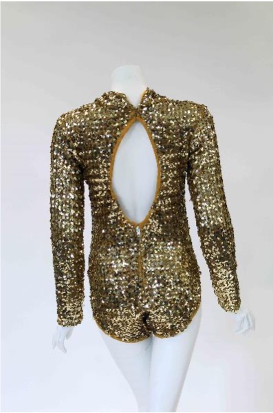 Early 1970s Gold Sequin Leotard Uniform