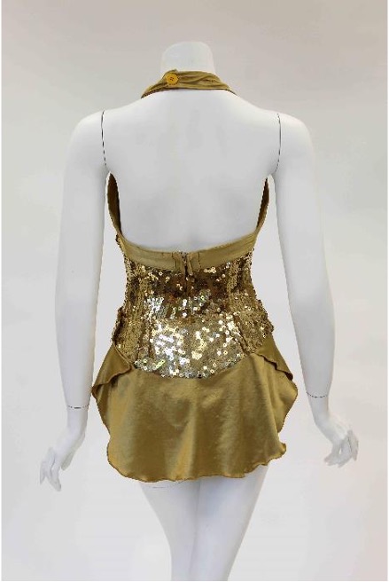 1990s Gold Sequin Uniform, Style 2 with Ruffle Skirt